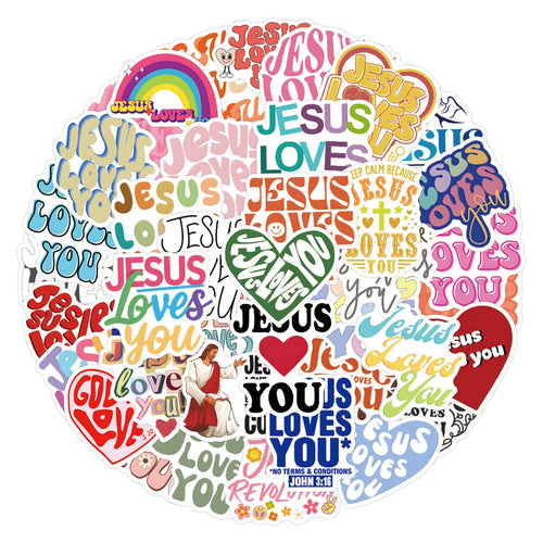 55x Jesus Loves You Stickers
